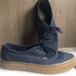 Vans lace up navy blue and brown shoes